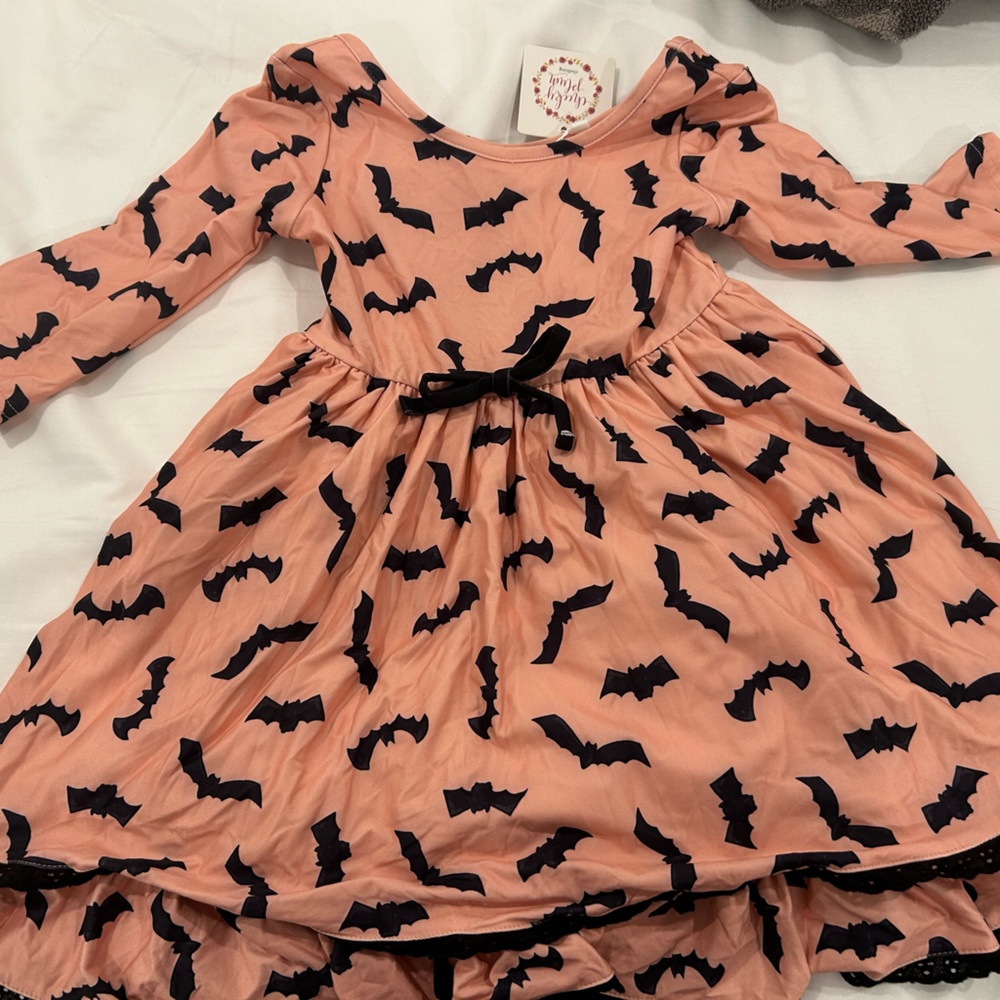 Cheeky Plum Pink Dress with Black Bat Print
